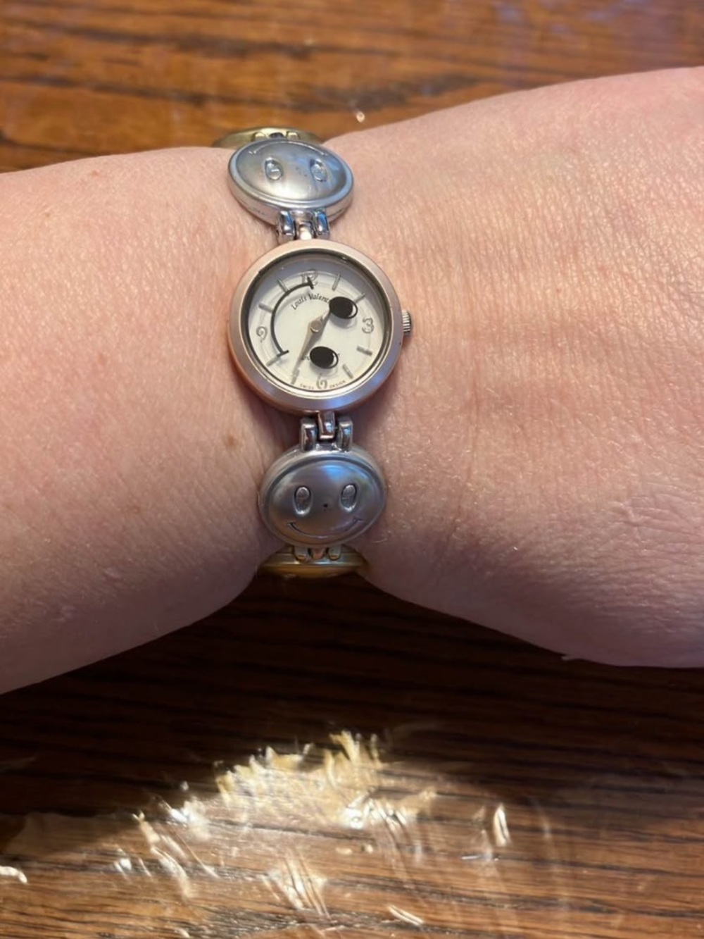 Silver Tone Smiley Face Bracelet Watch - Silver